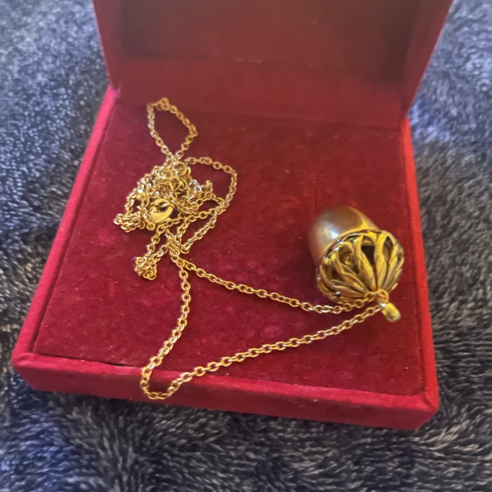 Beautiful Acorn Gold Tone Necklace.